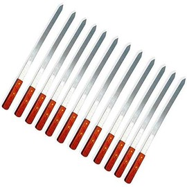 Lavo Home Stainless Steel Wooden Handle BBQ Skewers for Shish Kebab Turkish Grills & Koubideh Brazilian-Style BBQ 23 Inch Long 1 Inch Wide (12)