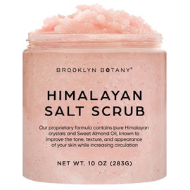 Himalayan Salt Body Scrub 10 oz - All Natural Cleansing Exfoliator With Sweet Almond Oil Promoting Radiant Skin - Brooklyn Botany