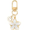 XGALBLA Cute White Flower Initial Letter Keychain for Women, Flower