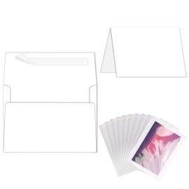 Goefun Blank White Cards and Envelopes with Clear Cello Bags, Goefun 100 Pack 5 x 7 ...