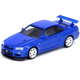 Inno Models Skyline GT-R (R34) V-Spec II NUR RHD (Right Hand Drive) Bayside Blue Metallic 1/64 Diecast Model Car IN64-R34VS-BLU