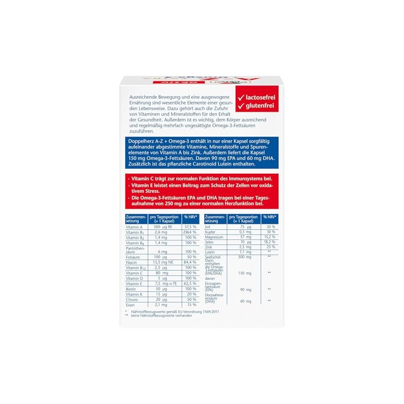 Doppelherz A-Z + Omega-3 Extra - 20 Vitamins, Minerals &