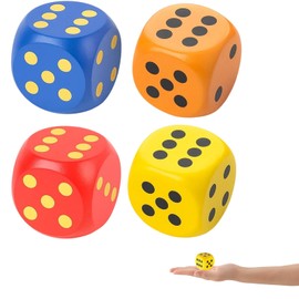 Pack of 4 5 cm Foam Cubes, 5 cm Large Dice, Colourful for Family Games and Learning Activities, Safe for Children from 3-12 Years, Ideal for Nursery and School