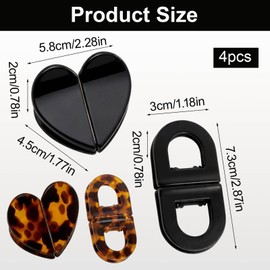 Magnetic Hair Clip, Hair Clip, 4 Pcs Magnetic Hair Clips, No Crease Hair Clips for Styling, Professional Hair Accessories for Women, Oval Black and Brown Leopard Print Design with Heart Shapes