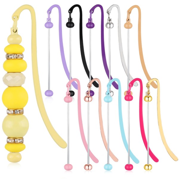 WEWAYSMILE 11 Pcs DIY Metal Bookmarks Blank Beaded Bookmarks Beaded
