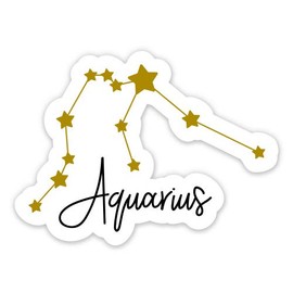 Squiddy Aquarius Sign Stars Constellation Zodiac Celestial - Vinyl Sticker Decal for Phone, Laptop, Water Bottle (3" Wide)