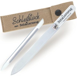 SCHMIERZEUG Glass Nail File – Premium Glass Manicure Stick with Felt Case – Smooth, Precise Nail Shaping for All Edges & Corners – Extra Gentle, Durable, EU-Certified Glass for Brilliant Nail Care