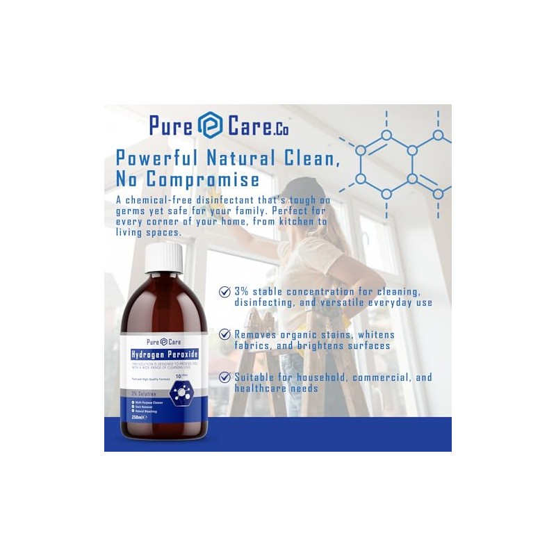 PureCare - Hydrogen Peroxide 3% - 250ml, 10 Vols, Clear
