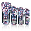 Womens Designer Golf Club Covers 4 Pack - Taboo Fashions Numbered Head Covers for Driver Woods & Hybrid - Weather/Moisture Resistant Protection (Bedrock)
