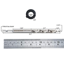 AUTOTOOLHOME 1/4 inch Hex Shank Pocket Hole Drill Bit Replacement Twist Step Drill Bit with Depth Stop Collar for Manual Pocket Hole Jig System Drill Guide Woodworking Tools Accessories
