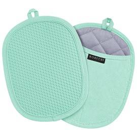 2-Pack Silicone Pot Holders for Kitchen Heat Resistant up to 500°F, Non-Slip Large Hot Pads with Pocket, Quilted Liner Trivets for Countertops Hot Pots and Pans (Jungle)