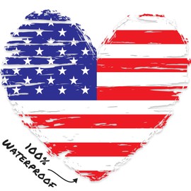 Stickios American Flag Heart Decal - Distressed Patriotic Vinyl Bumper Sticker for Cars, Trucks & Vehicle Windows - Made in USA (4.75x4.3 inches)