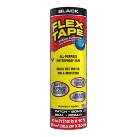 Flex Tape, Original Thick Flexible Rubberized Waterproof Tape - Seal and Patch Leaks, Works Underwater, Indoor Outdoor - Home RV Roof Plumbing and Pool Repairs, Black, 12 in x 10 ft, Pack of 1