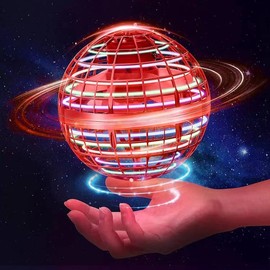 Hover Flying Ball, Magic Spinner Ball RGB Light Flying Ball, Hover Ball Mini Drone for Children Flying Toy, Flying Orb Floating Ball Gifts for Boys Girls Indoor Outdoor (Red)