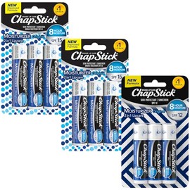 ChapStick Crema hidratante 2 en 1 para el cuidado de los labios, paquete de 9 (3 SPF 12, 6 SPF 15) – Bálsamo labial original con SPF de amplio espectro, aloe y vitamina E, 0.15 Ea