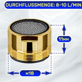 Aerator for taps with connection M24. Made of gold-plated brass. MONTERAL