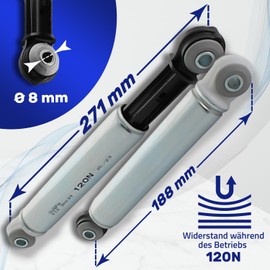 Set of 2 Shock Absorbers Washing Machine 120N Diameter 8 mm with Original Code 04500820 04500826 06200778 00118869 04151285 04500823 for Bosch for Siemens Whirlpool for Miele MONTERAL