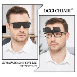 OCCI CHIARI Polarized Sun Reading Glasses Men Flip Up Readers UV400 Eye Protection(Black 2.25+) 1.0 1.25 1.5 1.75 2.0 2.25 2.5 2.75 3.0 3.5 4.0 5.0 6.0