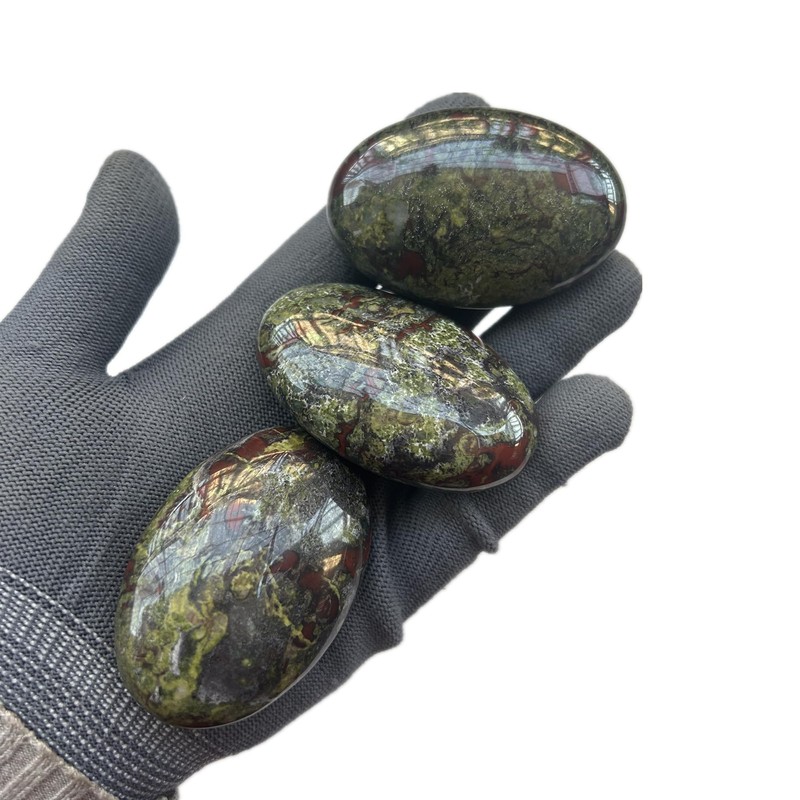 Sunshcat Natural Dragon Blood Jasper Oval Shaped Palm Crystal and