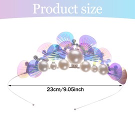 Glitter Mermaid Headband, Sequin Tiara Headband, Pearl Decor Hair Accessories for Party Favors