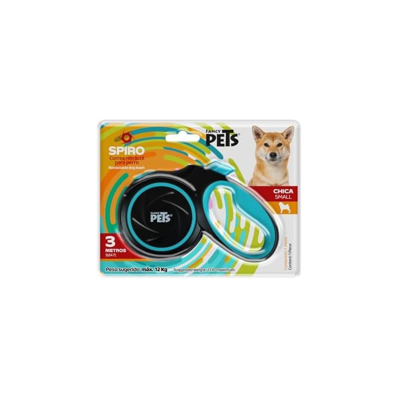 Fancy Pets Correa Retráctil para Perros Spiro Color Negra Tamaño