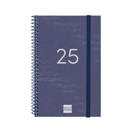 Finocam - Spiral Agenda Year 2025 Week to View Horizontal January 2025 - December 2025 (12 months) Spanish Blue