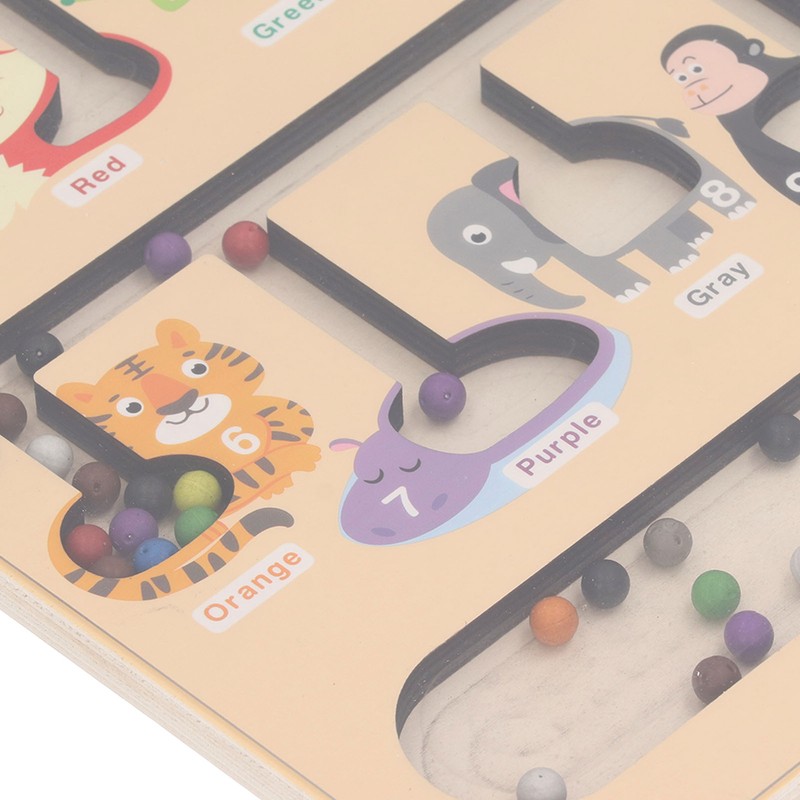 Magnetic Color and Number Maze Board Early Education Wooden Matching