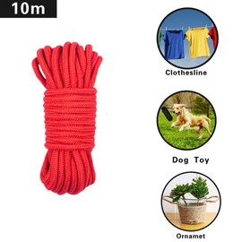 HELTHLYES Soft Cotton Rope(5/16 Inch x 32 Feet) - Durable Multipurpose Rope,Set of 2 (Red)