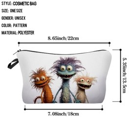 Livel lhood Funny Dinosaur Makeup Bag Cute Small Organizer Zipper Pouch Funny Dinosaur Cosmetic Bag Birthday Present for Women Friends