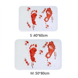 Blood Bathmat Bloody Footprints 3D Bathroom Floor Bath Mat Carpet  Non-Slip Rugs Indoor Outdoor Doormat - Color: B01-1PCS