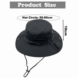 ATSNOSH Sun Hat for Men Women, Safari Hat, Fishing Hat, Boonie Hats with Chin Strap, Foldable Hiking Hat, Garden Hat, Fishing Hat, Bush Hats, UV Protection, black, Unit size