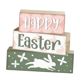 Fenteer 3 Pieces Wooden Easter Table Blocks Easter Tabletop Decorations Indoor Sturdy Tabletop Sign Multifunctional for Spring Office, Easter Bunny
