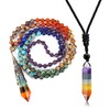 JSDDE 108 Mala Chain with Chakra Pendant Necklace Chakra Stones
