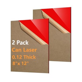 2 Pcs Red Acrylic Sheets for Laser Cutting 3mm Red Acrylic Sheet 8x12x1/8In Red Acrylic Plastic Sheets with Protective Paper for Handcrafts Signs