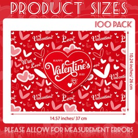 100 Pcs Valentine's Day Placemats Red Heart Disposable Paper Place Mats 14.57 x 10.24 Inch Valentine Table Mats for Valentine's Day Party Decoration Dining Kitchen Anniversary Holiday