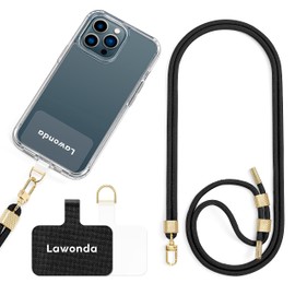 Lawonda Phone Lanyard Universal Crossbody Cell Phone Strap Anti-Theft Adjustable Neck Lanyard 2pcs Phone Patchs Tether Pads Midnight Black