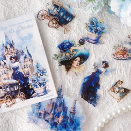 Vintage Scrapbook Stickers Accessories 30pcs Girl Stickers for Scrapbooking PET Transparent Decorative Scrapbook Supplies for Bullet Journals Junk Journal Art Craft（Alice in The Garden 5）