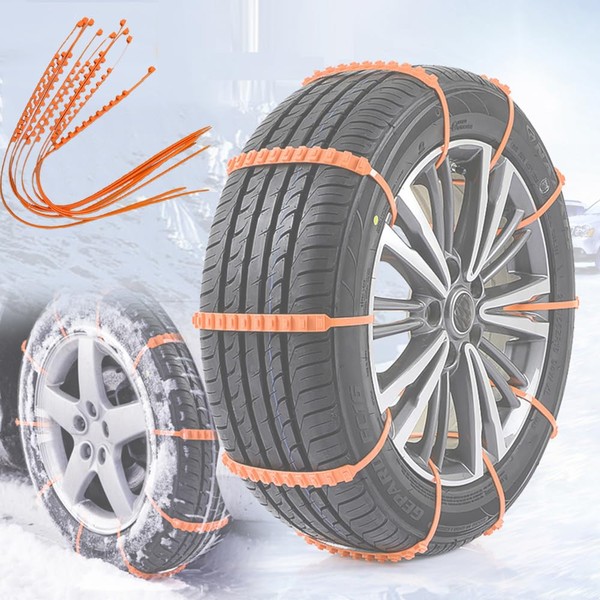 Pack of 10 Car Snow Chains, Portable Universal Emergency Non-Slip Car Tyres Nylon Chains