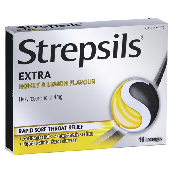Strepsils Extra Honey Lemon Lozenges Fast Numbing Sore Throat Pain
