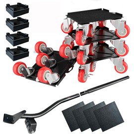 Furniture-Dolly-Furniture-Movers-with-5-Wheels, Furniture Sliders Large Size Carbon Steel Panel Lifter Tool for Moving Heavy Furniture, Furniture Dollies with 2 Brakes, Max Capacity 3335 Ibs