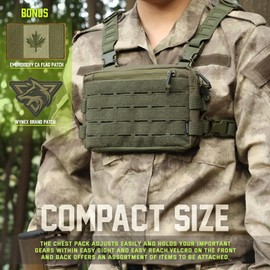 WYNEX Tactical Chest Rig Pack for Men, Running Chest Bag with Front Loop Airsoft Recon Chest Rig for Hunting Outdoor edc