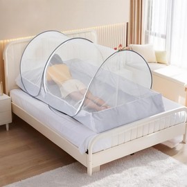 Petyoung Foldable Pop-up Mosquito Net, Portable Lightweight Single Camping Tent, Easy Setup Mosquito Tent Bed for Home Camping Travel Dorm