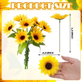 50pcs Artificial Sunflower Heads with Stems, 2.76 in Fake Sunflower