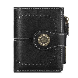 LEEXTON Small Bifold Purse for Women Genuine Leather Card Case Purse RFID Blocking Womens Wallet with 16 Card Slots