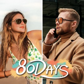 80Days Pilot Sunglasses – Classic Double Bridge, Sleek Metal Detail, UV400 Protection (Champagne)