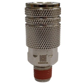COSMOSTAR Industries Steel 1/4" FNPT Air Coupler - 1/4 Inch Flow Size and 1/4" NPT Male Thread, Industrial Type Quick Connect Coupler with pre applied sealant (1/4" CMNPT, 1 PC)