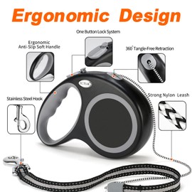 Retractable Dog Leash, 30 FT/ 20 FT Dog Walking Leash for Small Medium Large Dogs up to 77 lbs, Heavy Duty No Tangle (Black, 30 FT (30-77 lbs))