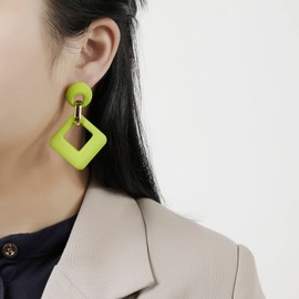RUOFFETA Acrylic Rectangle Earrings, Fashion Acrylic Square/Oval/Hoop Statement Drop Earrings for Women(Green)