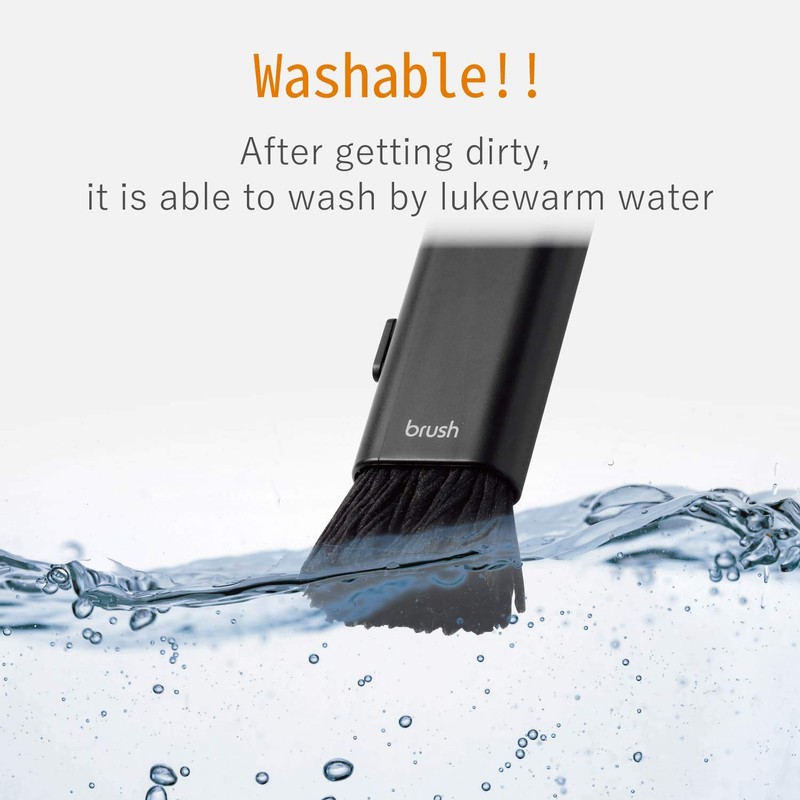 Elecom KBR-014AS Cleaner Brush, Anti-Static Fiber, Compact, Storage-Type, 2-Way, Includes