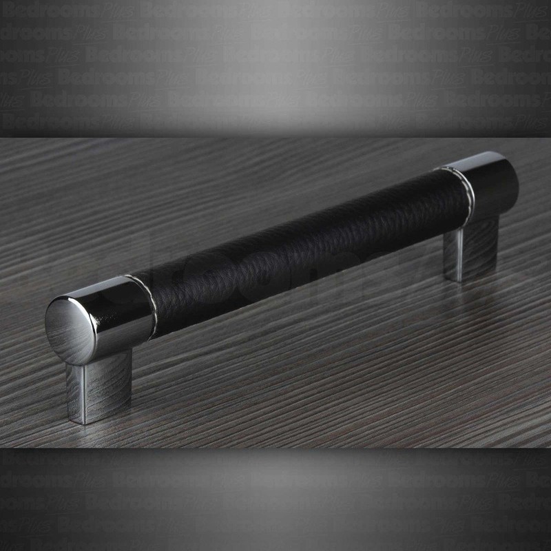 Leather Chrome Bar Kitchen Cabinet Door Handle Cupboard Drawer Bedroom